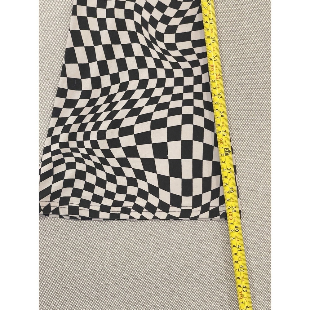Black‎ White Checkered Flare Pants Y2K Stretch Groovy No Boundaries Medium - Picture 6 of 7